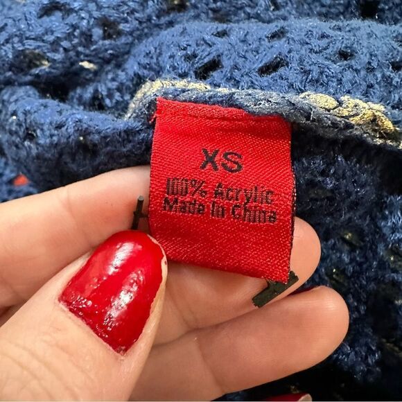 5/48 by Saks 5th Avenue Blue Gold Metallic Sweater Size XS - Picture 12 of 13